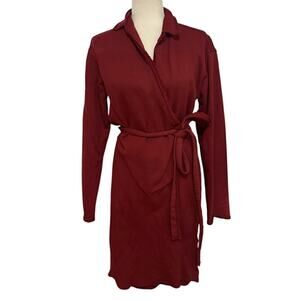 Frank & Eileen Willa Long Sleeve Triple Fleece Wrap Dress Cranberry Red (M)